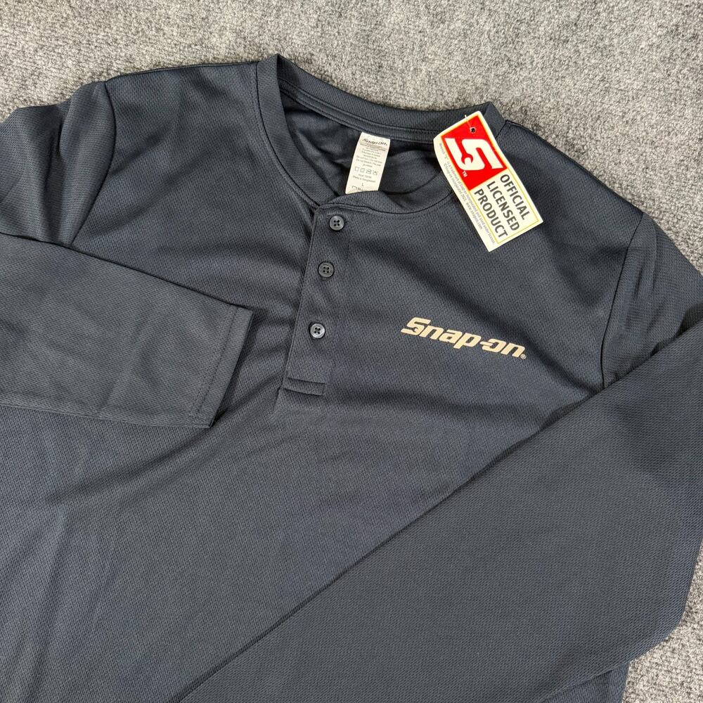 Snap-on Henley Shirt Mens Large Navy Long Sleeve Performance NWT Licensed Logo